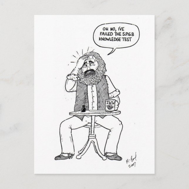 Karl Marx misslyckas SPGB-test Vykort (Framsida)