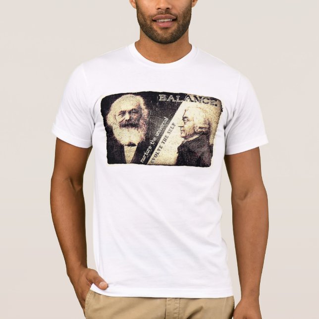 Karl Marx mot Adam Smith, nedslaget av - ord på ba Tee Shirt (Framsida)