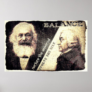 Karl Marx och Adam Smith, fryst av ... (gammalt up Poster