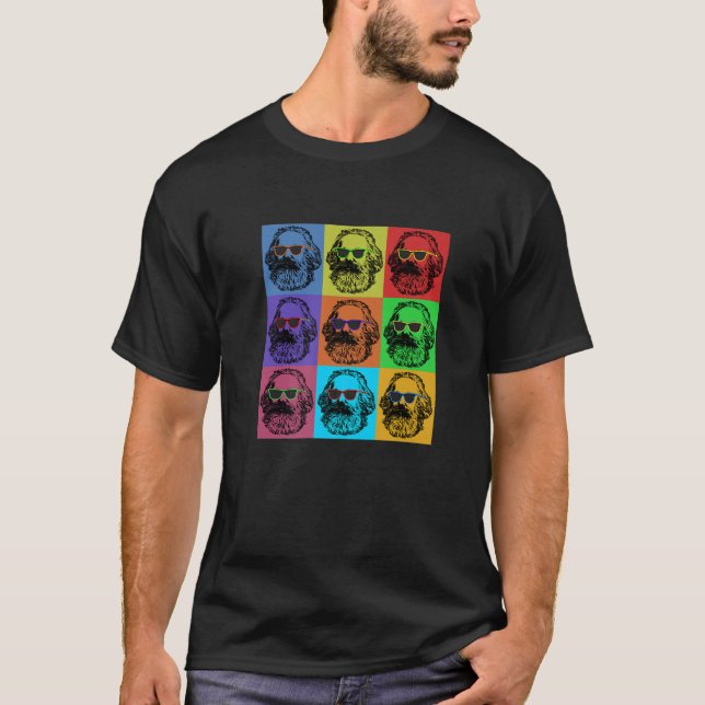 Karl Marx Pop Art, Porträtt Revolutioniere, Retro T Shirt (Framsida)