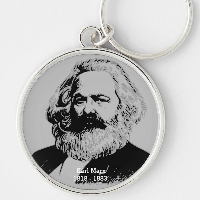 Karl Marx Porteclés Rond-premie - stor Rund Silverfärgad Nyckelring (Framsidan)