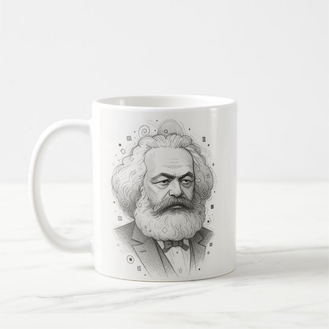 Karl Marx Porträtt design Kaffemugg (Vänster)