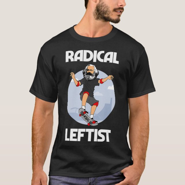 Karl Marx Skateboarding Radical Leftist Funny T Shirt (Framsida)