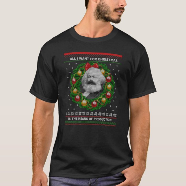 Karl Marx Ugly jul Sweater Seize Elaken T Shirt (Framsida)