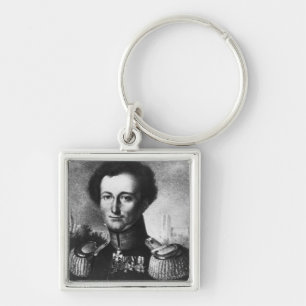 Karl von Clausewitz Fyrkantig Silverfärgad Nyckelring
