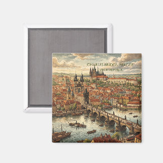 Karlbron i Prag Resa Konst Vintage Magnet