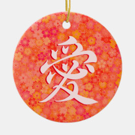 Kärlek (愛) på japanska Kanji keramisk ornament