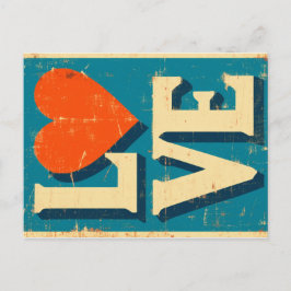 KÄRLEK 1960s-inspirerad grafik Helg Vykort