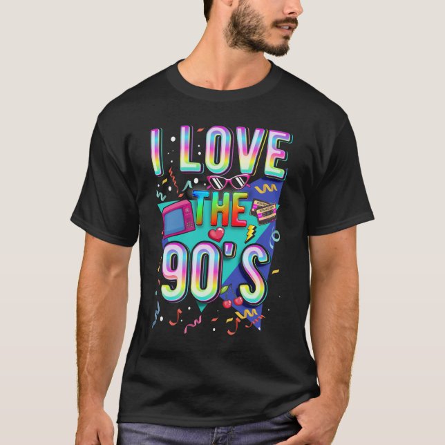 Kärlek 1990-talets Disco Colorful T Shirt (Framsida)
