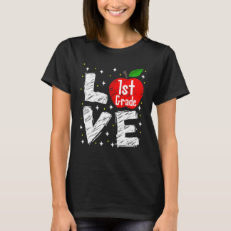 Kärlek 1:a Klass Apple Funny Back to school Lärare T Shirt