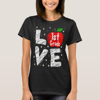 Kärlek 1:a Klass Apple Funny Back to school Lärare T Shirt