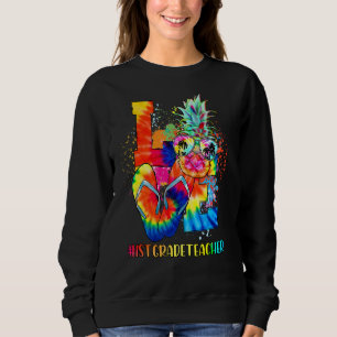 Kärlek 1:a Klass Lärare Tie Dye Graphic Sommar Grä T Shirt