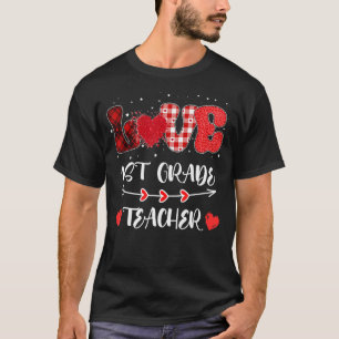 Kärlek 1:a Klass-läraren Heart Leopard Buffalo Pla T Shirt