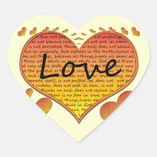 Kärlek 1 Corinthians 13 Hearts Hjärtformat Klistermärke