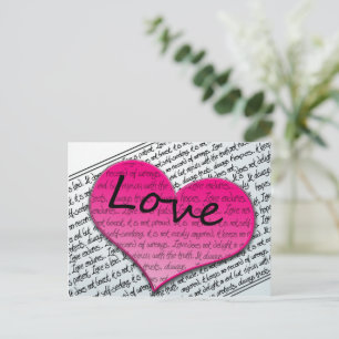 Kärlek 1 Corinthians 13 Hearts Rosa Vykort
