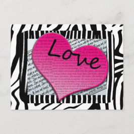 Kärlek 1 Corinthians 13 Hearts Rosa Zebra Vykort
