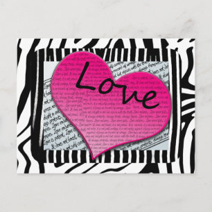 Kärlek 1 Corinthians 13 Hearts Rosa Zebra Vykort