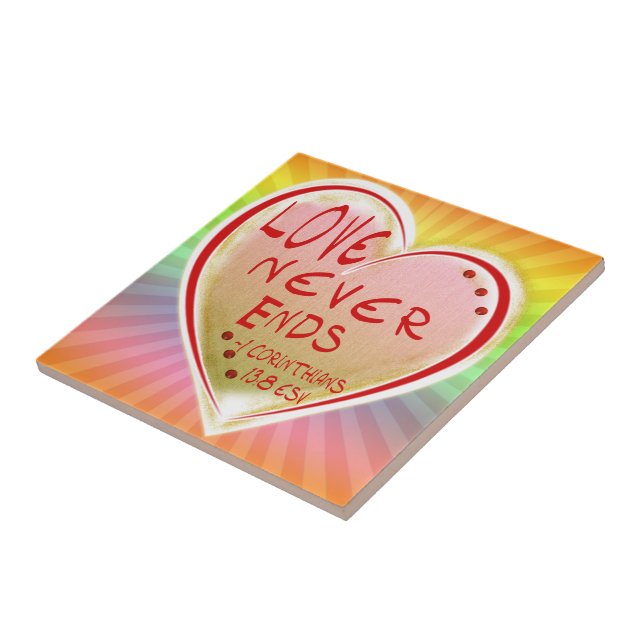 KÄRLEK 1 korintianer 13:8 ESV KÄRLEK SLUTER ALDRIG Kakelplatta (Sidan)