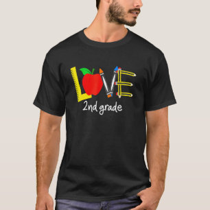 Kärlek 2:a Klass Apple Back to school Lärare T Shirt