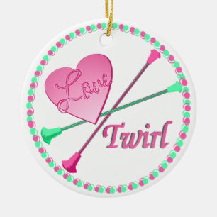 Kärlek 2 Twirl Photo Julgransprydnad Keramik