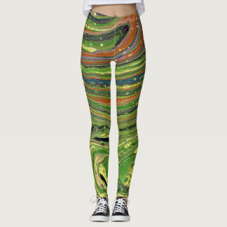 Kärlek 3-Grönt med stripe-Abstrakt Leggings