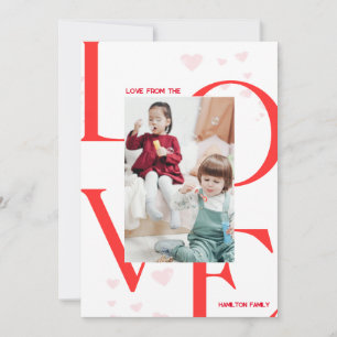 KÄRLEK 3 Photo Valentines day Card i rött och Rosa Inbjudningar