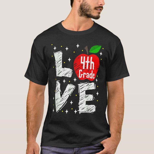 Kärlek 4:e Klass-äpple 1 T Shirt (Framsida)