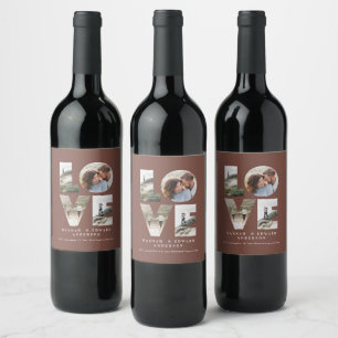 Kärlek 4 fotoenkel, modern personlig-gåva vin vinflaska etikett