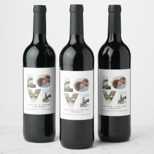 Kärlek 4 fotoenkel, modern personlig-gåva vin vinflaska etikett