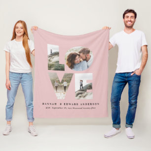 Kärlek 4 fotogirig rosa modern personlig-gåva fleecefilt