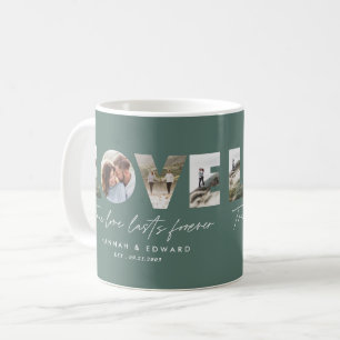 Kärlek 4-fotomodern grönt med minimal personlig kaffemugg