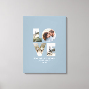 Kärlek 4 fotomodern minimal presentblått personlig canvastryck