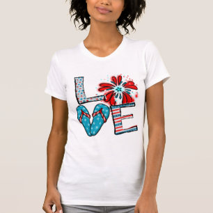 Kärlek 4 juli Fireworks & Flinflip flops T Shirt