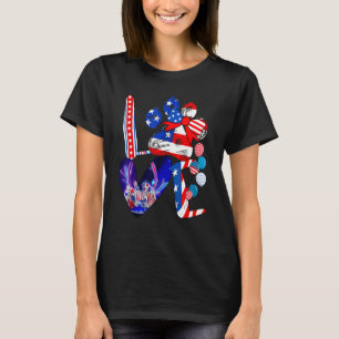 Kärlek 4 juli hund katt tass tryck amerikansk flag t shirt