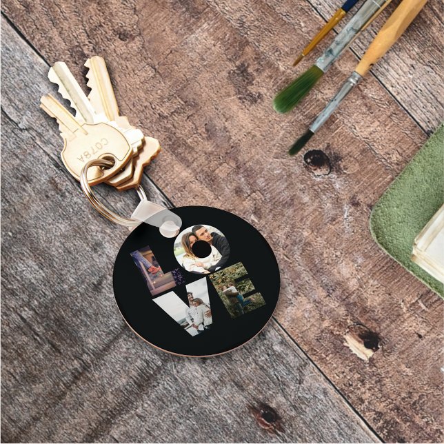 KÄRLEK - 4 Par/familjefodkollage Nyckelring (Skapare uppladdad)