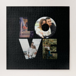 KÄRLEK - 4 Par/familjefotokollage Solid Black Pussel