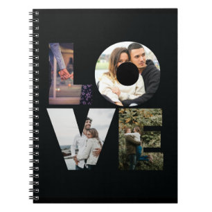 KÄRLEK - 4 Par/familjefotokollage - svart Anteckningsbok