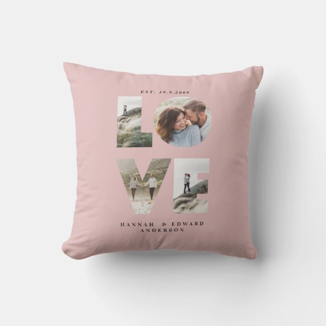 Kärlek 4-rosa för fotoenkel modern personlig kudde (Framsida)