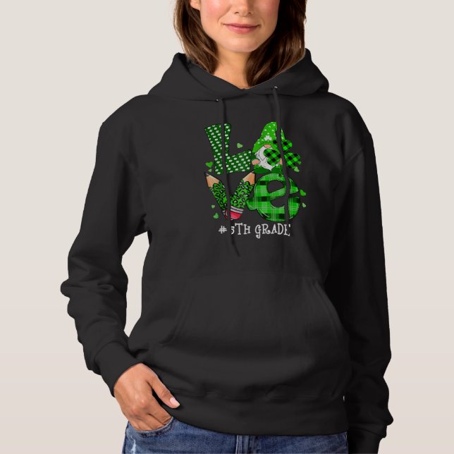Kärlek 5:e Klass Gnome Shamrock St patricks day Te T Shirt (Framsida)