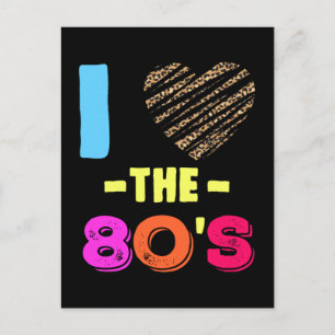 Kärlek 80-talet Disco Music Leopard Heart Vykort