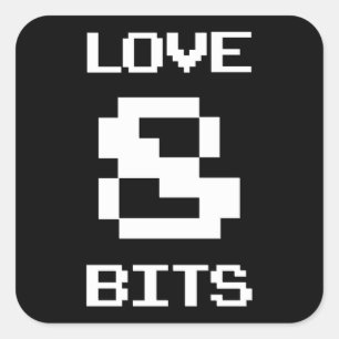 Kärlek 8-bitar fyrkantigt klistermärke