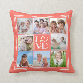 KÄRLEK 8-Fotokollage (utbytbart fast färg) Kudde