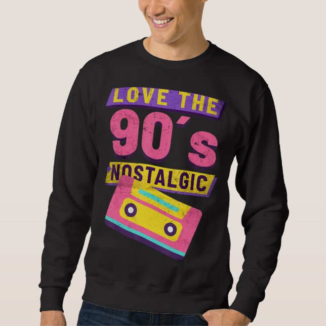 Kärlek 90:s nostalgiska kassett Party Hip Hip Rap Lång Ärmad Tröja (Framsida)