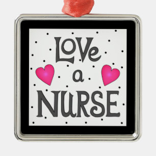 Kärlek a Nurse Hand Lettered Ord Julgransprydnad Metall
