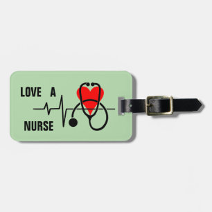 Kärlek a Nurse Heart Stethoscope Design Bagagebricka