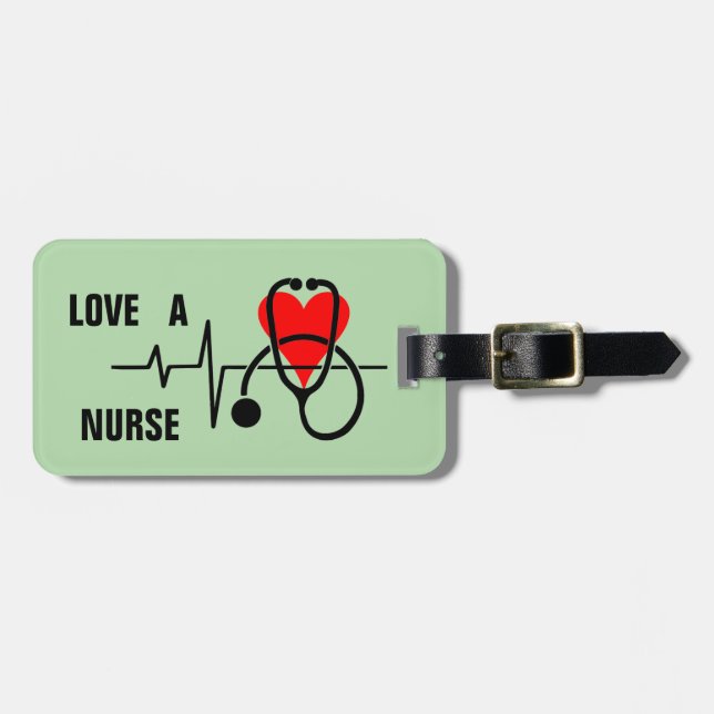 Kärlek a Nurse Heart Stethoscope Design Bagagebricka (Horisontell Framsida)