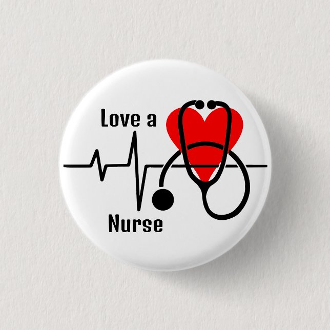 Kärlek a Nurse Heart & Stethoscope Design Knapp (Framsida)