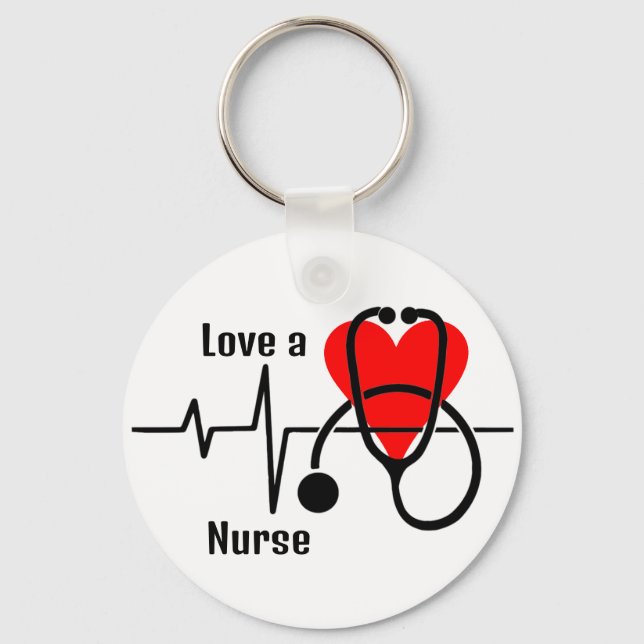 Kärlek a Nurse Heart & Stethoscope Design Nyckelring (Framsida)