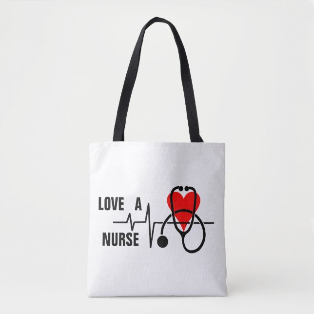 Kärlek a Nurse Heart Stethoscope Design Tygkasse (Framsida)