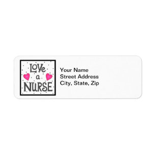 Kärlek A Nurse Ord Returadress Black White Etikett